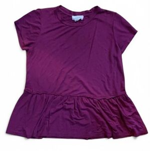 Women’s No Comment Berry Colored Peplum Top Medium